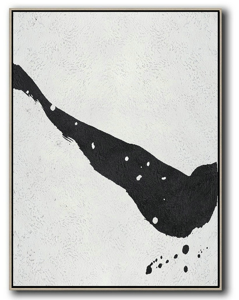 Large Abstract Painting,Black And White Minimal Painting On Canvas - Large Contemporary Art Canvas Painting